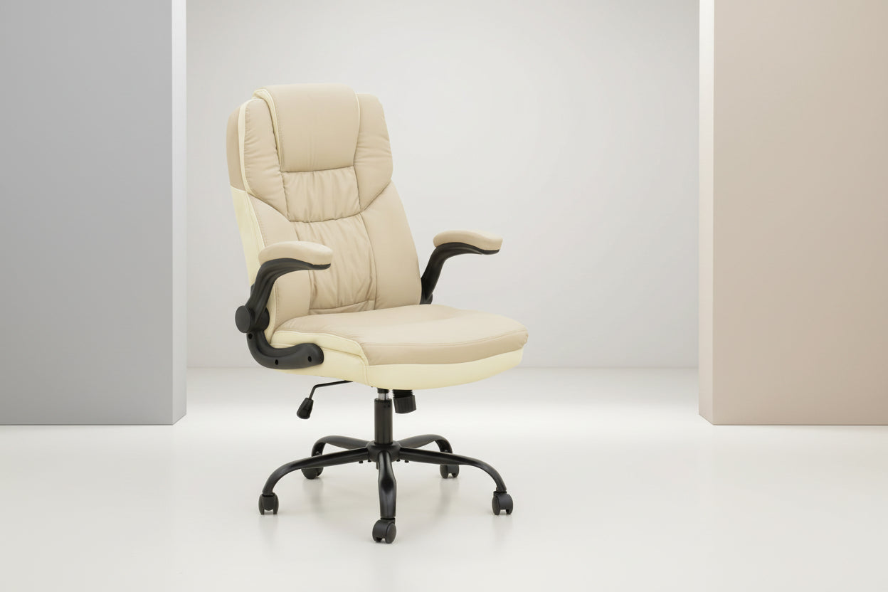 Мениджърски офис стол Stellar pu в бежово-екрю нюанс 70x77x110-119см