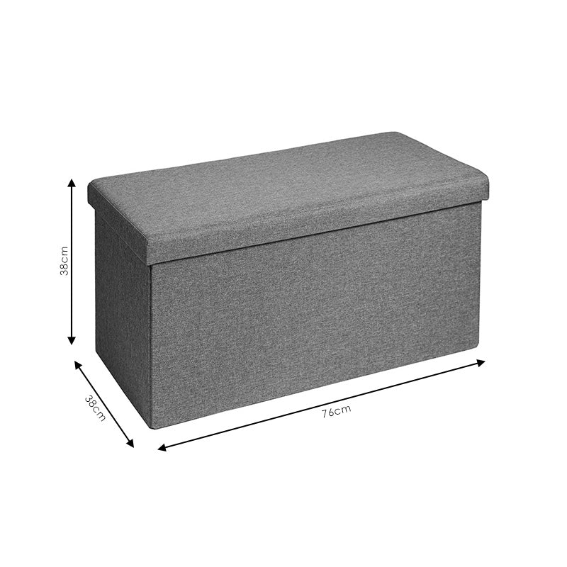 Табуретка-куфар Greatness плат сив 76x38x38см