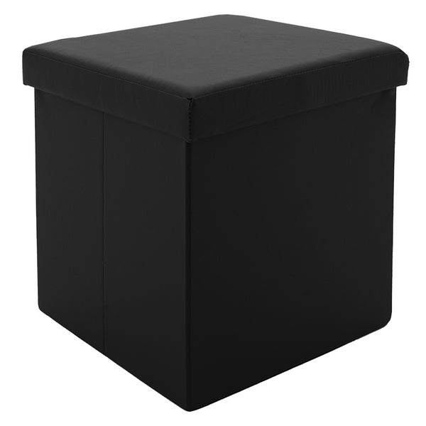 Табуретка-куфар Crystal pu черен 38x38x38см