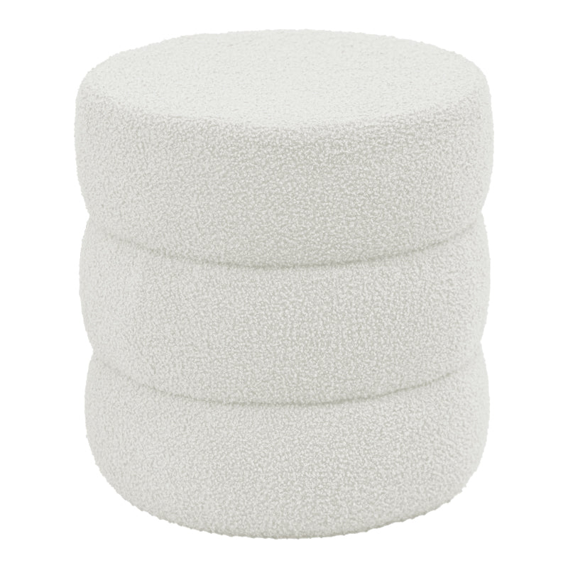 Пуф табуретка KIOTO teddy плат бял D40x40см