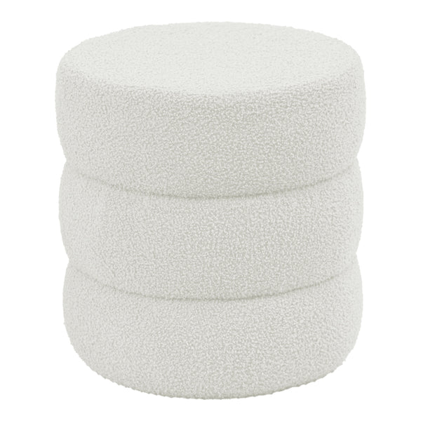Пуф табуретка KIOTO teddy плат бял D40x40см