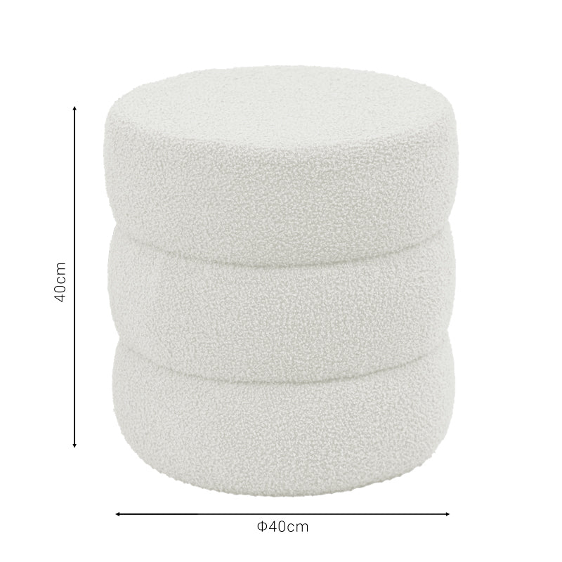 Пуф табуретка KIOTO teddy плат бял D40x40см