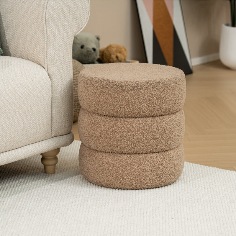 Пуф табуретка KIOTO  teddy плат кафяв D40x40см