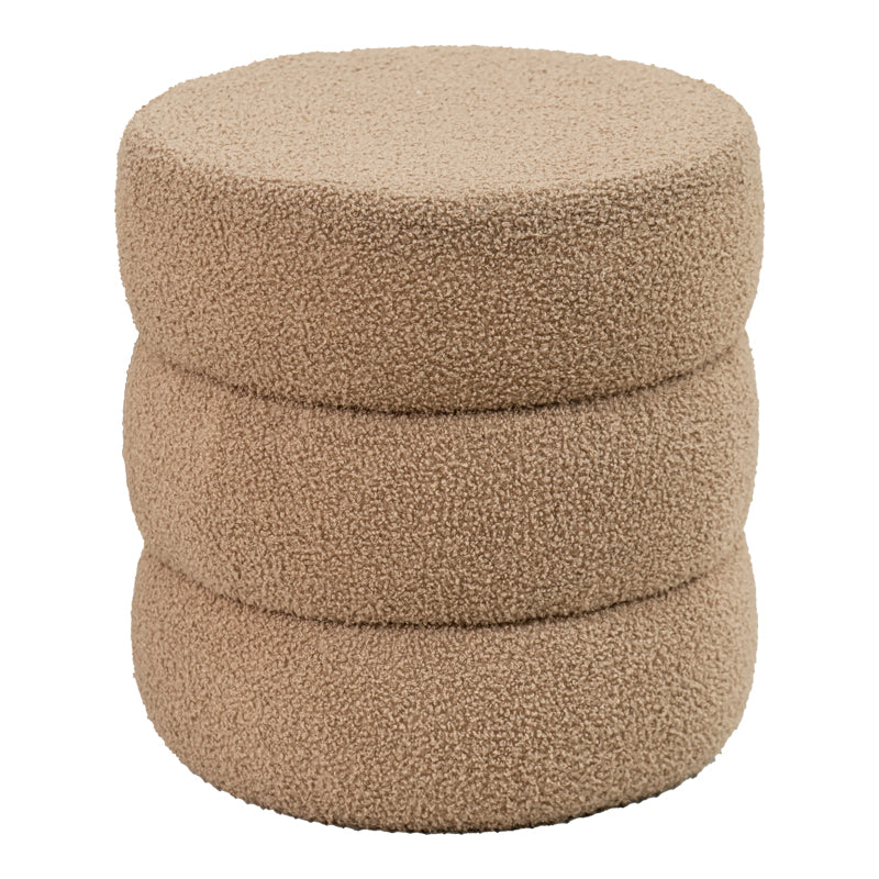 Пуф табуретка KIOTO  teddy плат кафяв D40x40см