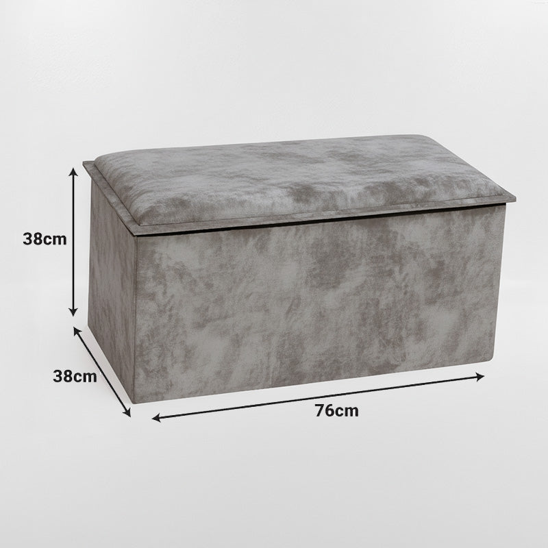 Табуретка-куфар KOPER кадифе  в бежов нюанс 76x38x38см