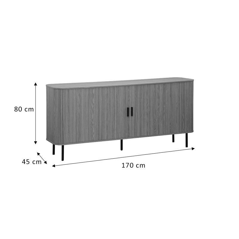 Бюфет SCANDI MDF естествен цвят с черни метални крака 170x45x80см