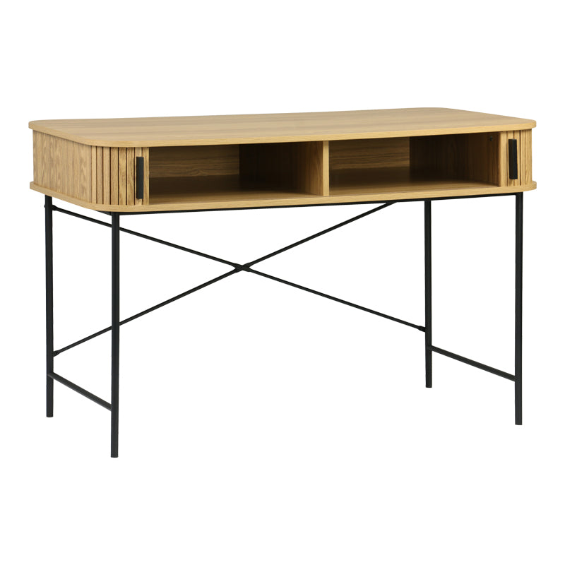 Работно бюро SCANDI МДФ/Метал в естествен цвят с черни метални крака 120x60x76.5см