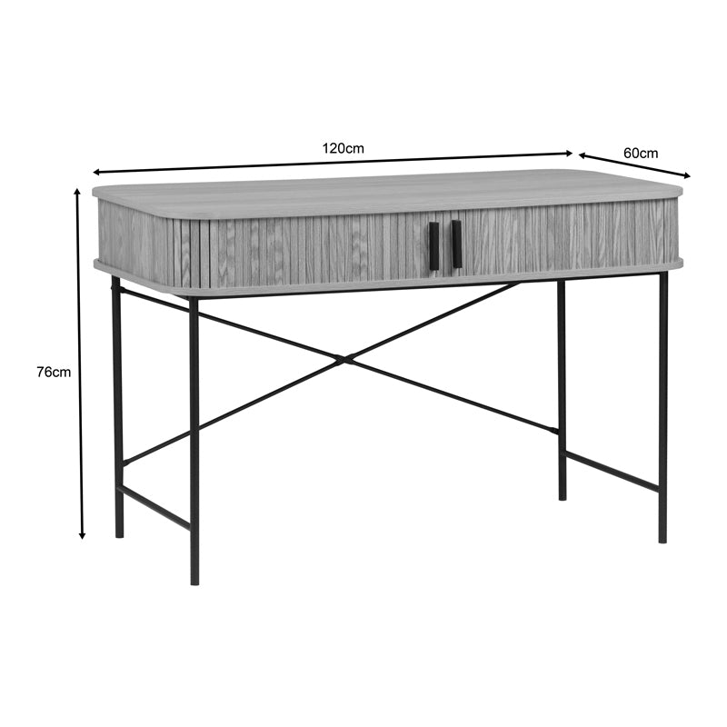 Работно бюро SCANDI МДФ/Метал в естествен цвят с черни метални крака 120x60x76.5см