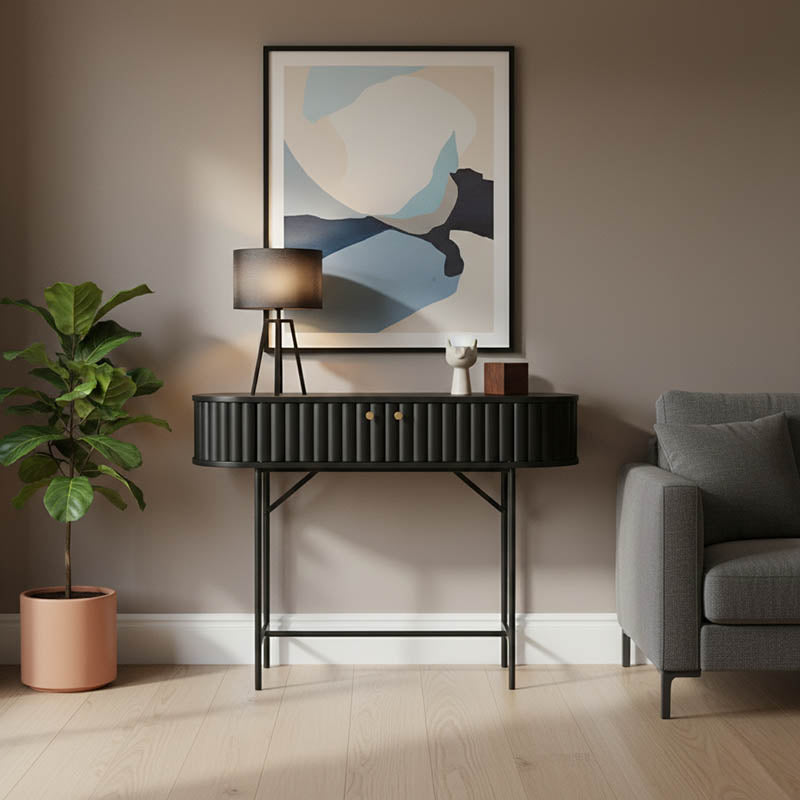 Конзола Zeplen mdf-метал в черен нюанс 100x35x75см