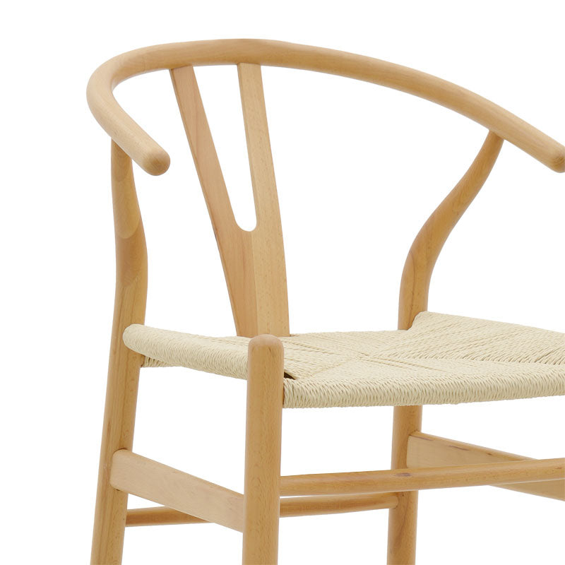 Бар стол Wishbone естествен бук-естествено въже 53x54x107см