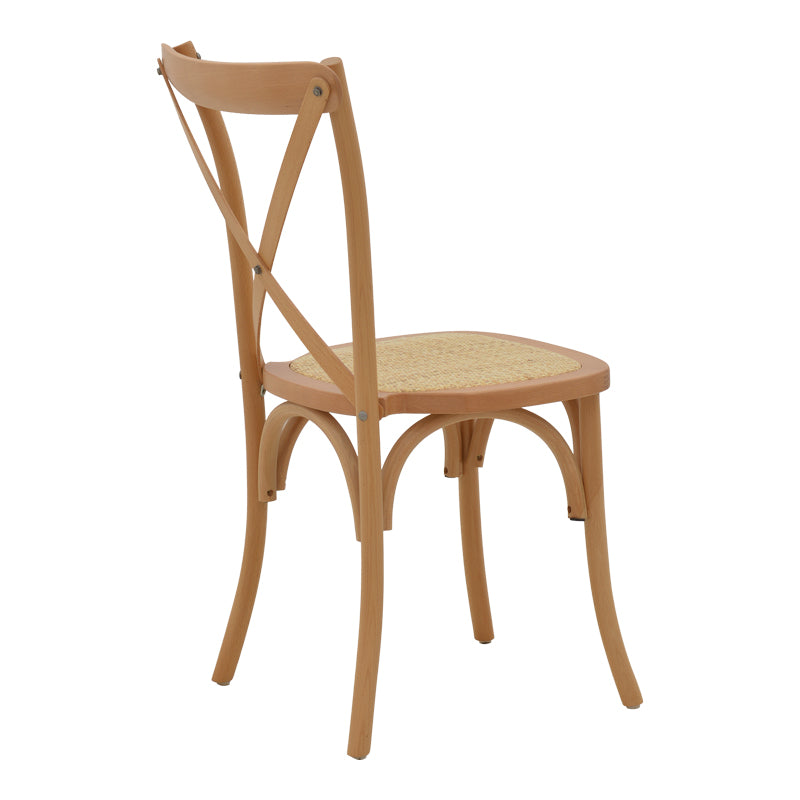 Стол Dylon подреждащ се орех бук-естествен ратан седалка 48x52x89cm