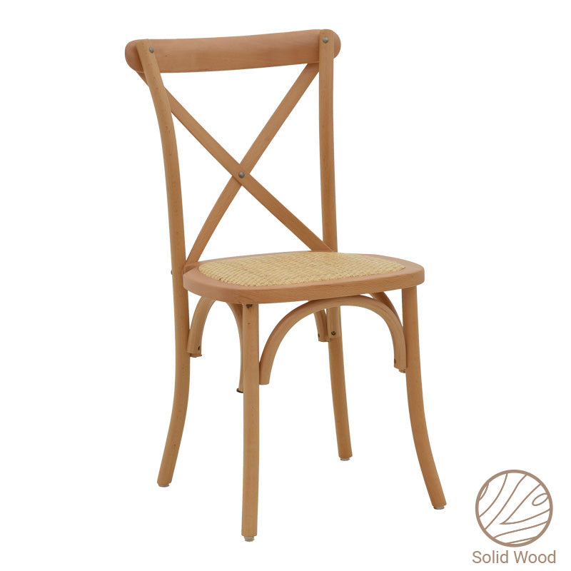 Стол Dylon подреждащ се орех бук-естествен ратан седалка 48x52x89cm