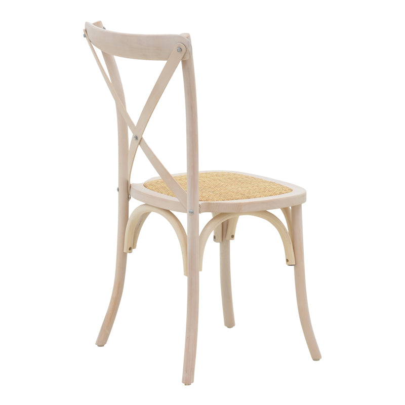 Стол Dylon стифиращ се, бяло избелен бук-ратан естествена седалка 48x52x89см