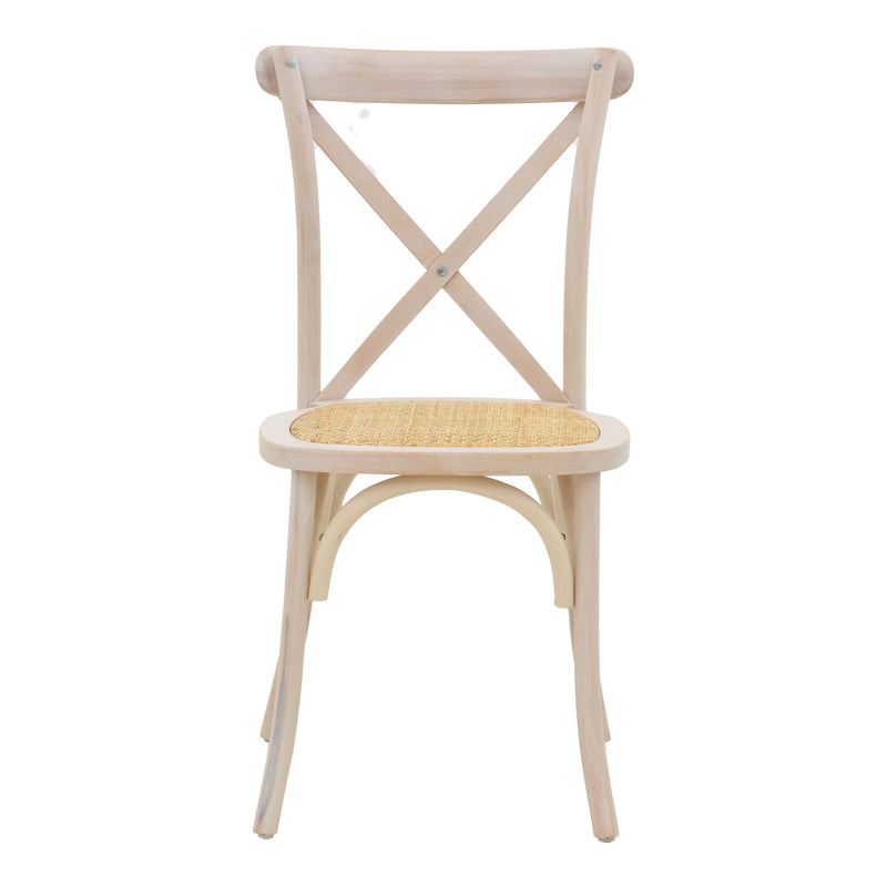 Стол Dylon стифиращ се, бяло избелен бук-ратан естествена седалка 48x52x89см