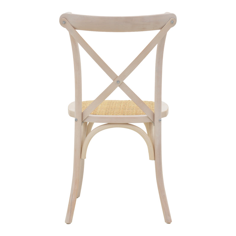 Стол Dylon стифиращ се, бяло избелен бук-ратан естествена седалка 48x52x89см