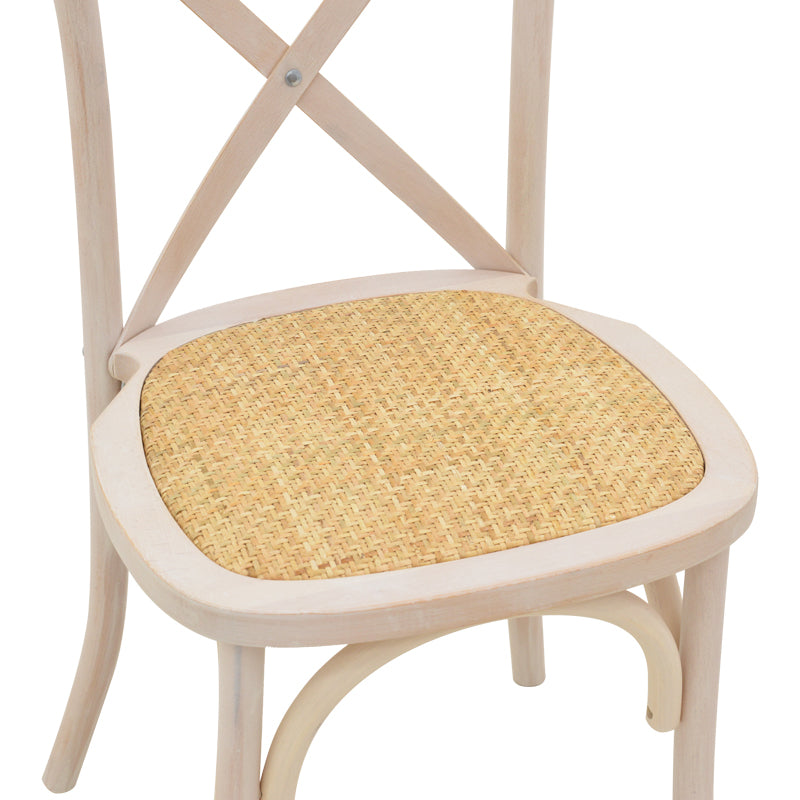 Стол Dylon стифиращ се, бяло избелен бук-ратан естествена седалка 48x52x89см