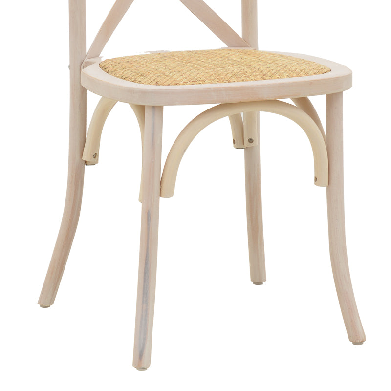 Стол Dylon стифиращ се, бяло избелен бук-ратан естествена седалка 48x52x89см