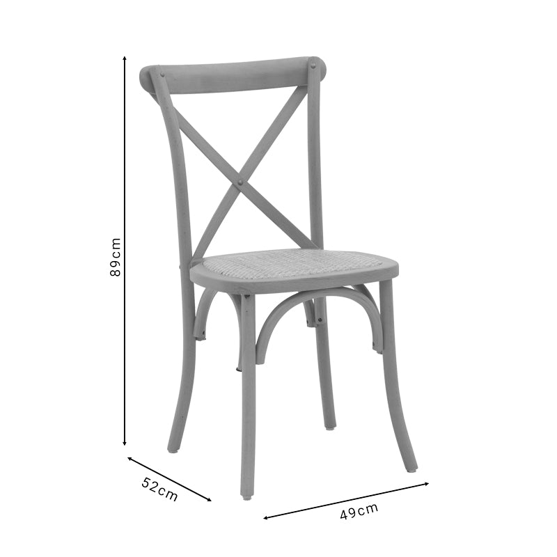 Стол Dylon стифиращ се, бяло избелен бук-ратан естествена седалка 48x52x89см