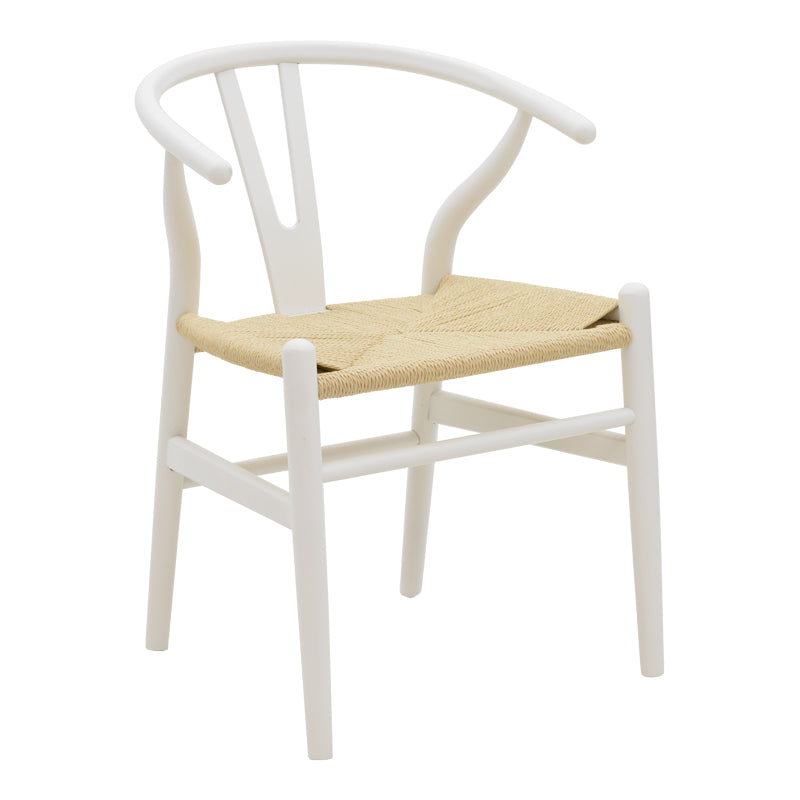 Стол WHISHBONE бял бук-седалка с въже в естествен нюанс 53x55x76см