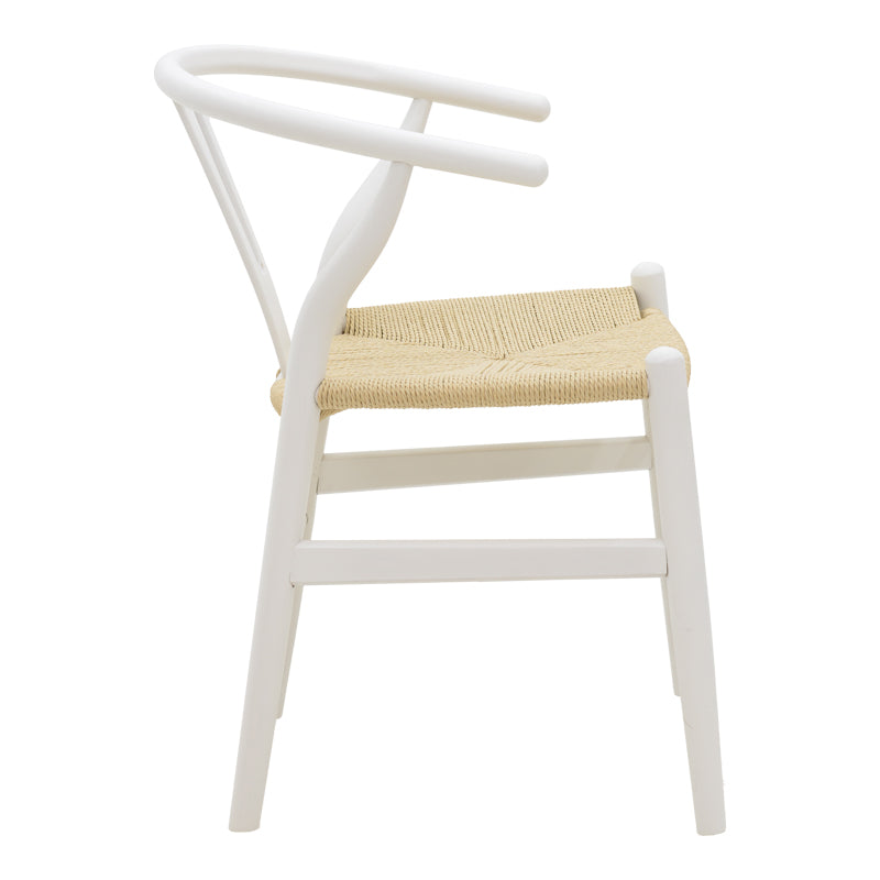 Стол WHISHBONE бял бук-седалка с въже в естествен нюанс 53x55x76см
