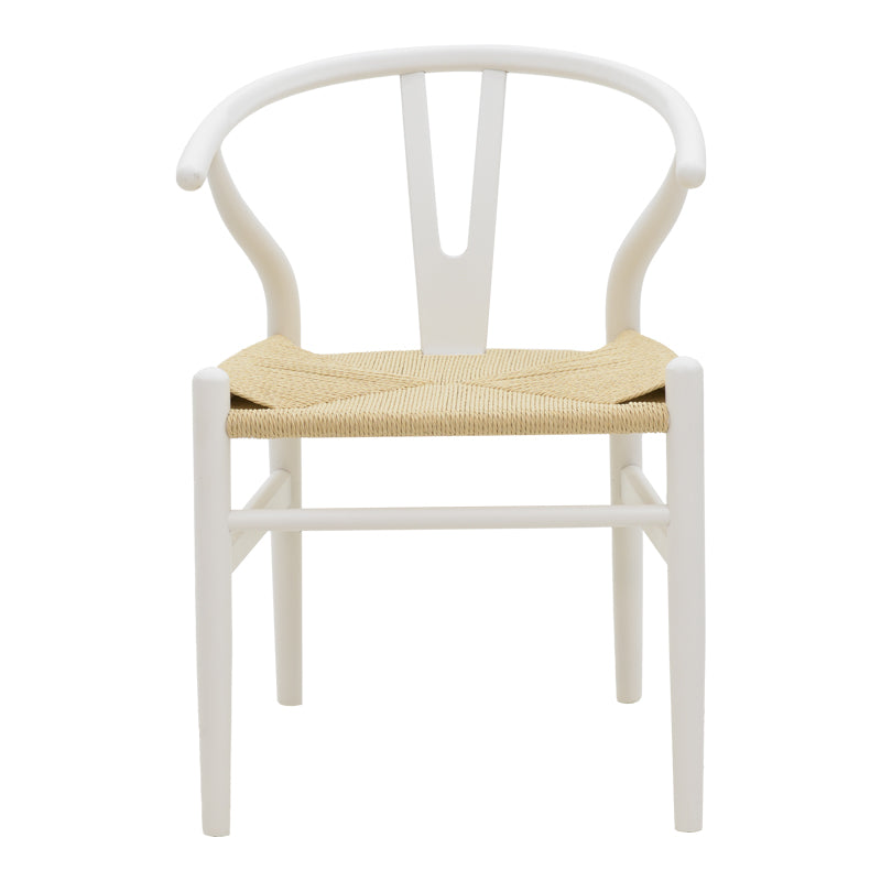 Стол WHISHBONE бял бук-седалка с въже в естествен нюанс 53x55x76см