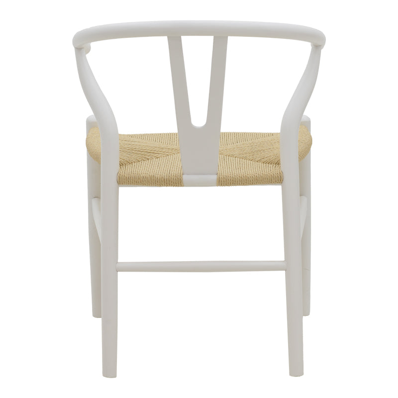 Стол WHISHBONE бял бук-седалка с въже в естествен нюанс 53x55x76см