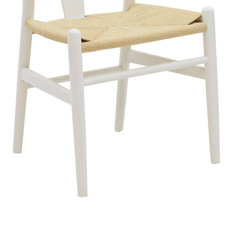Стол WHISHBONE бял бук-седалка с въже в естествен нюанс 53x55x76см