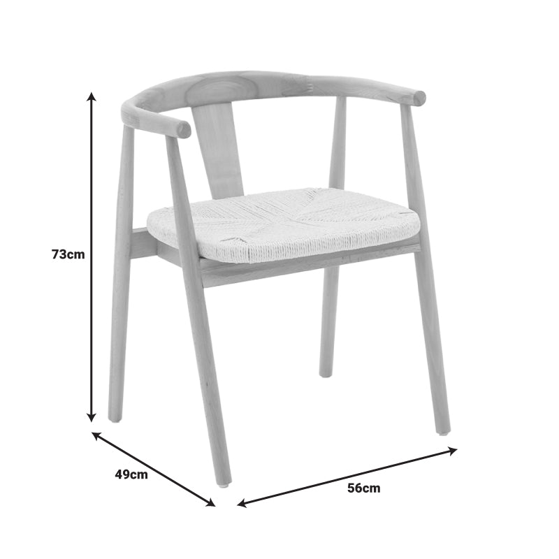 Gernine Кресло масивно буково дърво и въже в естествен нюанс 56x49x73см