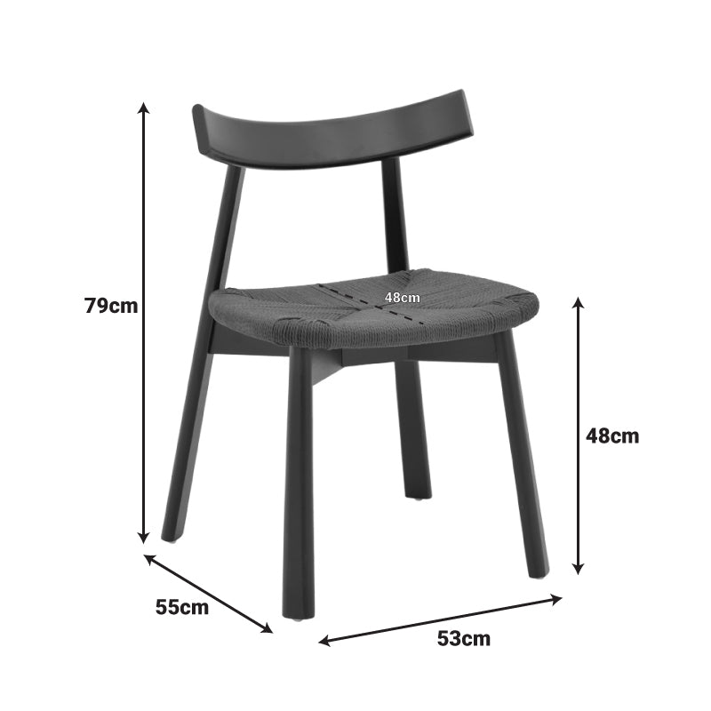 Стол clareta каучуково дърво-въже в естествен нюанс 53x55x79см