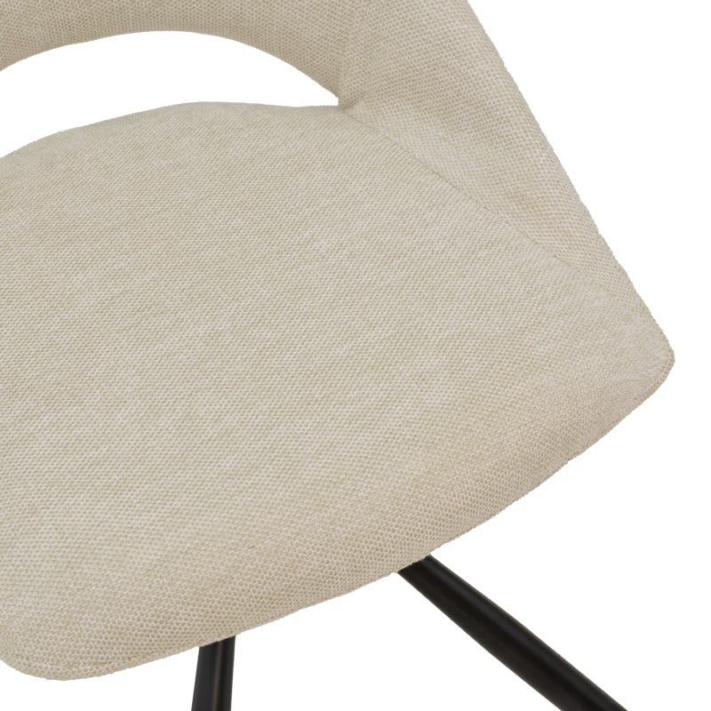 Стол Luciano кремав плат и черен метален крак въртящ се 52x58x86см