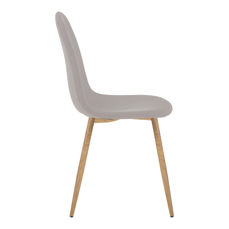 Трапезен стол BELLA сив плат и естествен цвят метален крак 43.5x52x89см