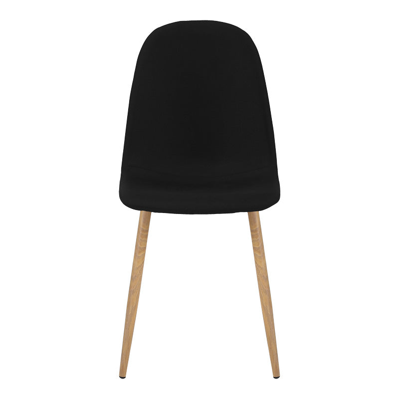 Трапезен стол Bella черен плат и крак от естествен метал 43.5x52x89см