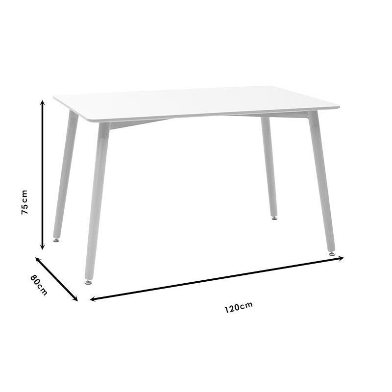 Трапезна маса NATALI от MDF в бял цвят 120x80x76 см