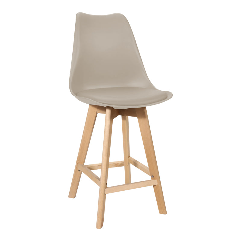 Бар стол VERONA    pp-pu в цвят капучино и дървен крак 49x56x112см