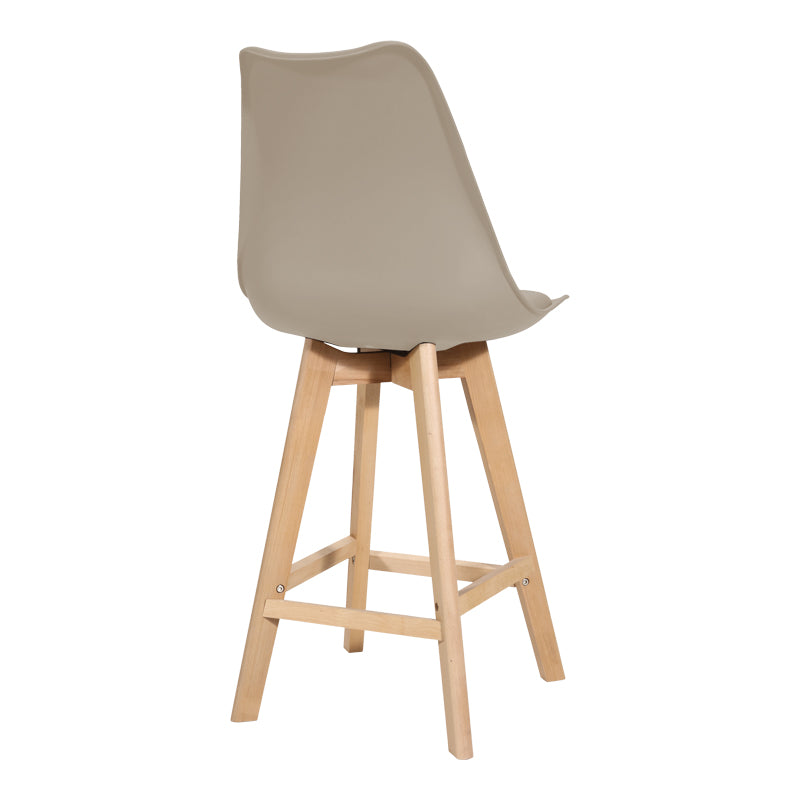 Бар стол VERONA    pp-pu в цвят капучино и дървен крак 49x56x112см