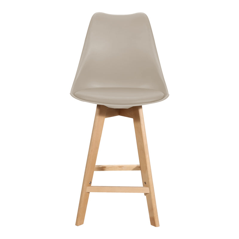 Бар стол Gaston pp-pu в цвят капучино и дървен крак 48.5x56x104см