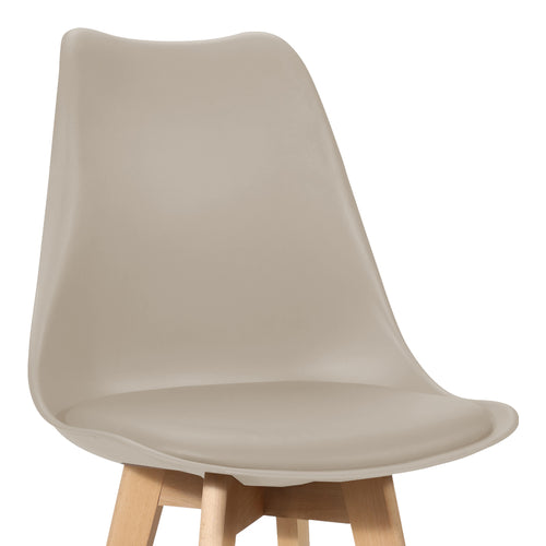 Бар стол VERONA    pp-pu в цвят капучино и дървен крак 49x56x112см