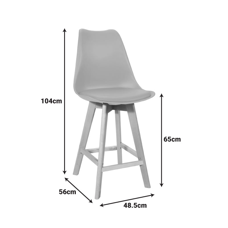 Бар стол VERONA    pp-pu в цвят капучино и дървен крак 49x56x112см
