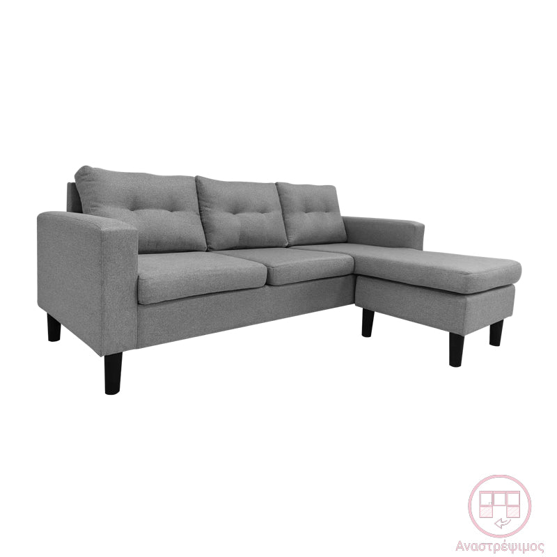 Обръщащ се ъглов диван Maneli дамаска антрацит 196x138/77x82см