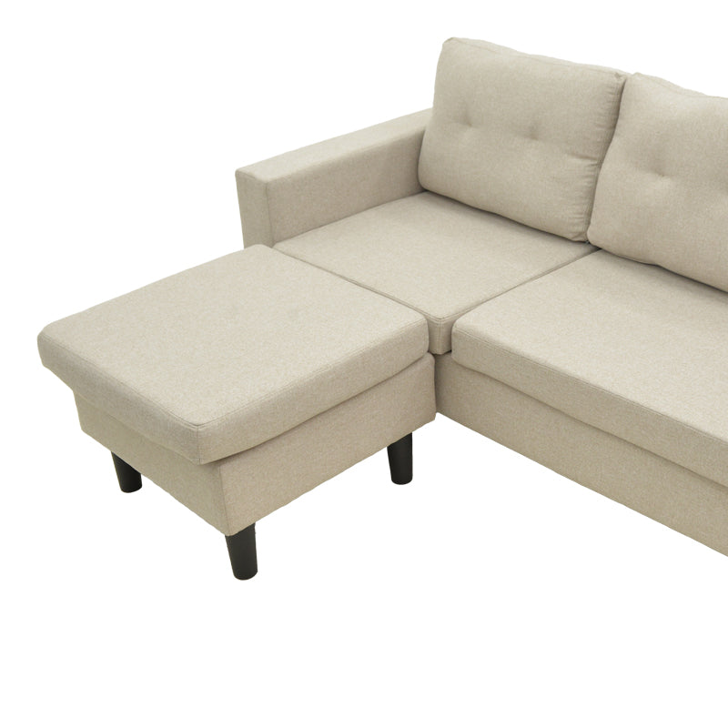 Обръщащ се ъглов диван Maneli бежово-пясъчен плат 196x138/77x82см