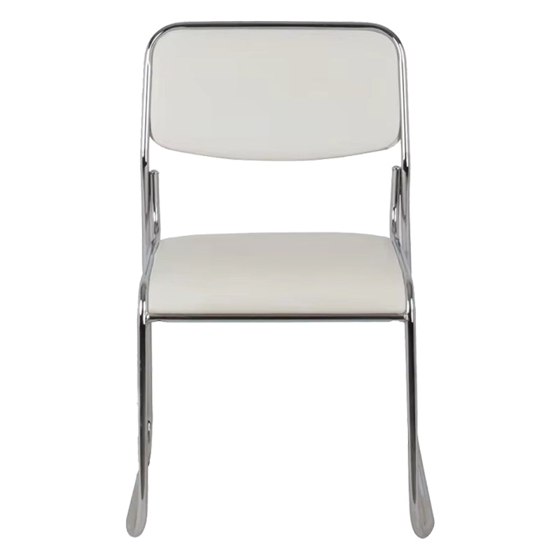 Стифиращ се стол за гости Randin бял пу-хромиран крак 42x44x77см