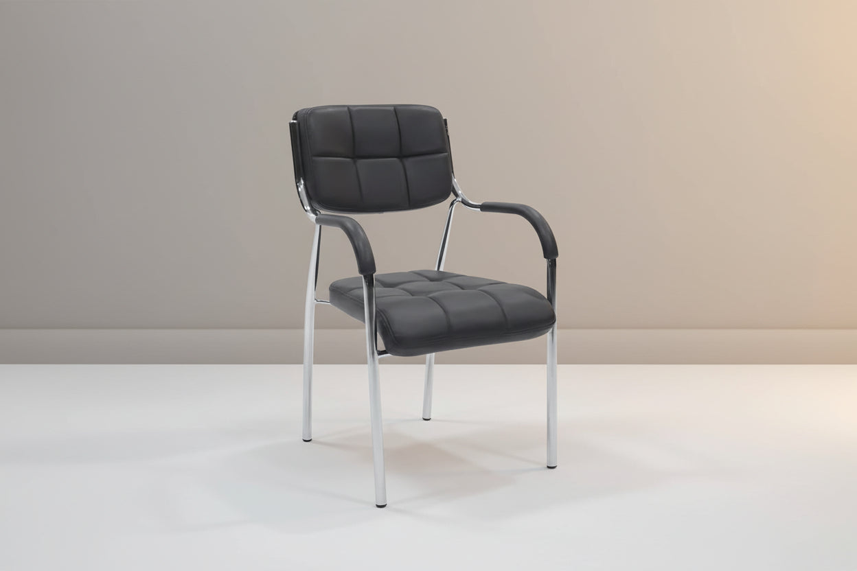 Посетителски стол  Otlen черен пу-хром крак 47x45x87см