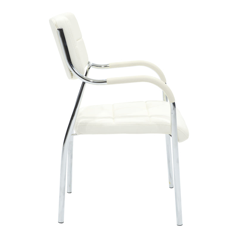 Стифиращ се стол за гости Otlen бял пу-хром крак 47x45x87см