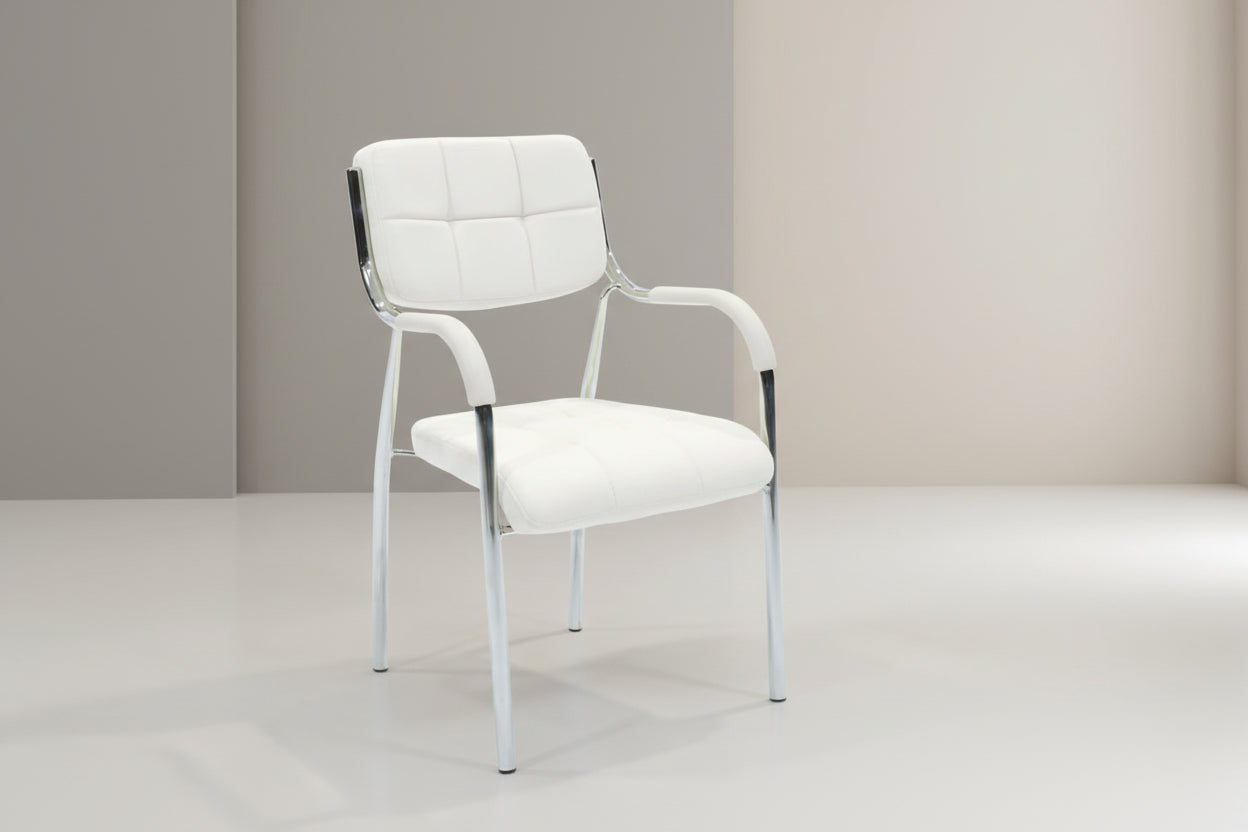 Стифиращ се стол за гости Otlen бял пу-хром крак 47x45x87см