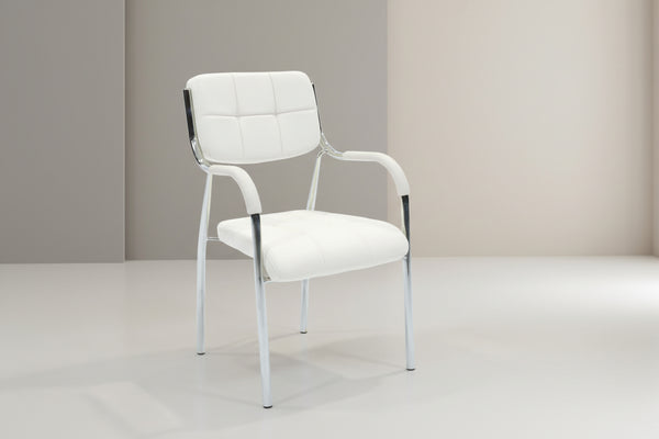 Стифиращ се стол за гости Otlen бял пу-хром крак 47x45x87см