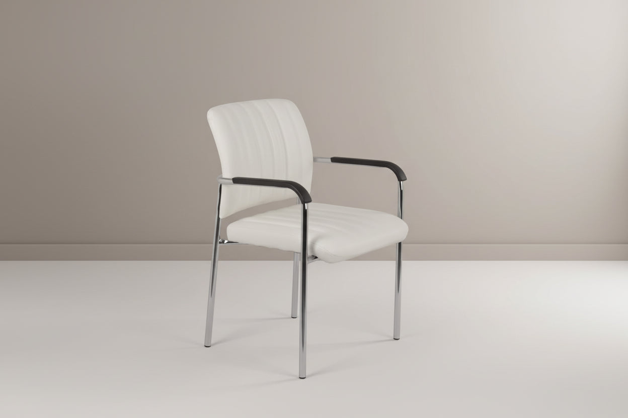 Посетителски стол Cazen  бял пу-хромиран крак 55x49x84см