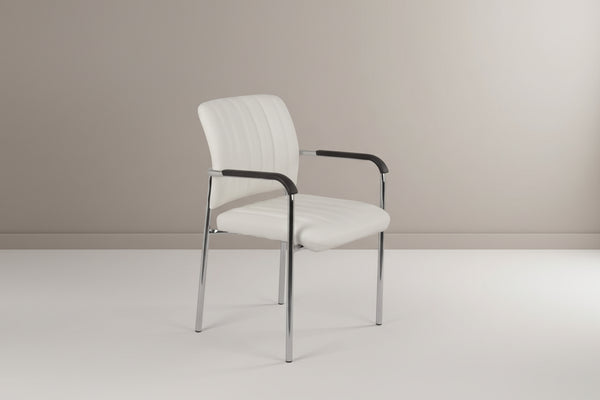 Посетителски стол Cazen  бял пу-хромиран крак 55x49x84см