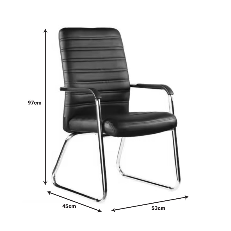 Посетителски стол Sefine черен пу-хром крак 53x45x97см
