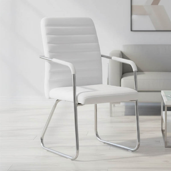 Посетителски стол  Sefine бял пу-хром крак 53x45x97см
