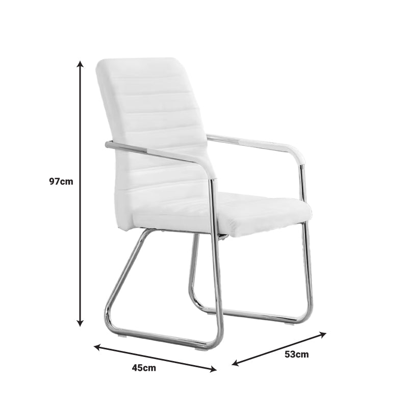 Посетителски стол  Sefine бял пу-хром крак 53x45x97см